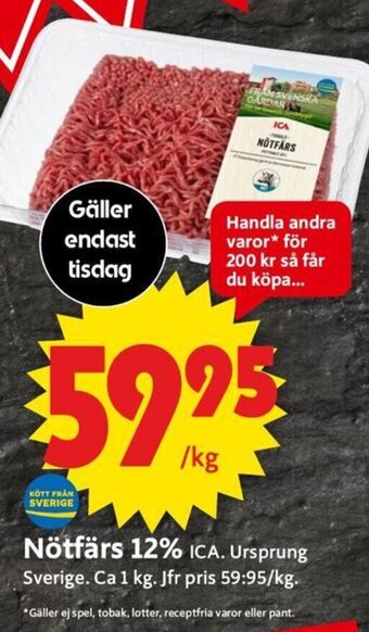 ICA Supermarket Nötfärs erbjuda