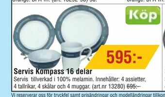 Erlandsons Brygga Servis Kompass 16 delar erbjuda