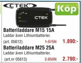 Erlandsons Brygga Batteriladdare M15 15A erbjuda