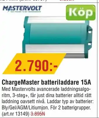 Erlandsons Brygga ChargeMaster batteriladdare 15A erbjuda