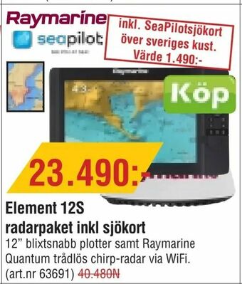 Erlandsons Brygga Element 12S radarpaket inkl sjökort erbjuda