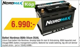 Erlandsons Brygga Batteri Nordmax 80Ah litium DUAL erbjuda