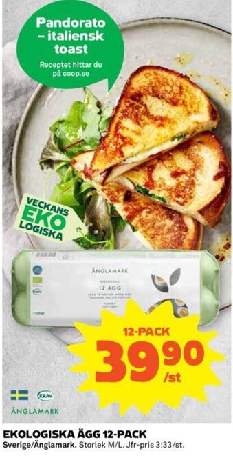 Coop Ekologiska Ägg 12- pack erbjuda