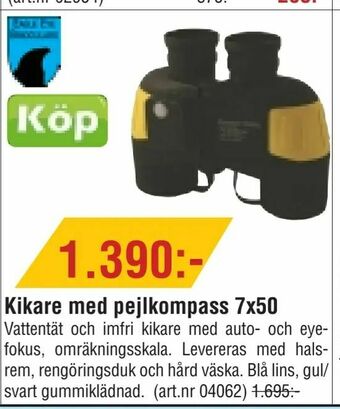 Erlandsons Brygga Kikare med pejlkompass 7x50 erbjuda