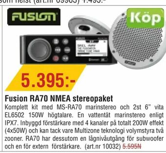 Erlandsons Brygga Fusion RA70 NMEA stereopaket erbjuda