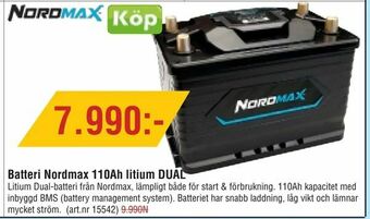 Erlandsons Brygga Batteri Nordmax 110Ah litium DUAL erbjuda