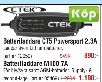 Erlandsons Brygga Batteriladdare CT5 Powersport 2,3A erbjuda