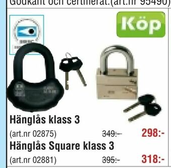 Erlandsons Brygga Hänglås klass 3 erbjuda