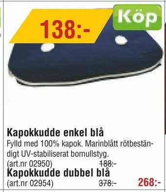 Erlandsons Brygga Kapokkudde enkel blå erbjuda