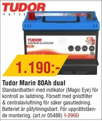 Erlandsons Brygga Tudor Marin 80Ah dual erbjuda