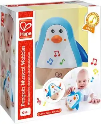 Hape penguin musical wobbler träleksak