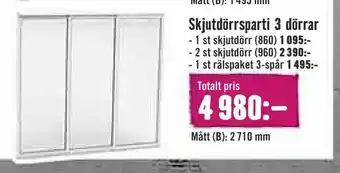 Skjutdörrsparti 3 dörrar