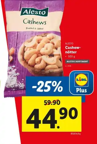 Lidl Alesto Cashew nøtter erbjuda