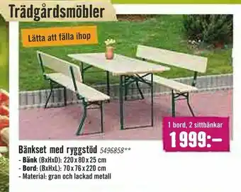 Bänkset med ryggstöd