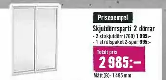Skjutdörrsparti 2 dörrar