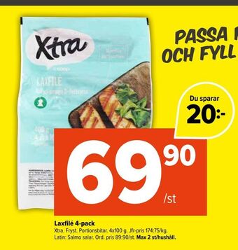 Coop Extra Laxfilé 4-pack erbjuda