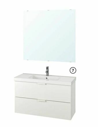 IKEA GODMORGON kommod /ODENSVIK tvättställ/ DALSKÄR tvättställsblandare /LETTAN spegel erbjuda