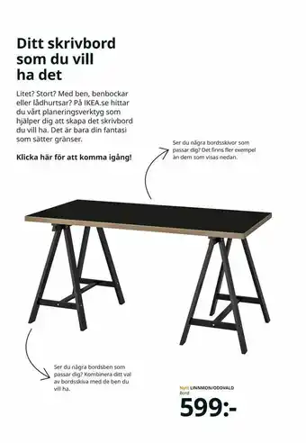 IKEA Nytt Linnmon/Oddvald bord erbjuda