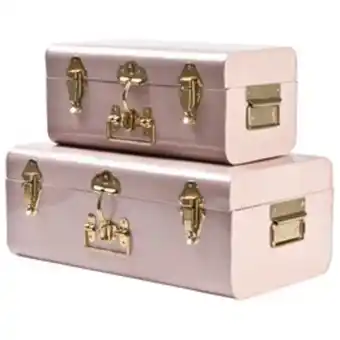 Jox set med 2 metall koffert rosa