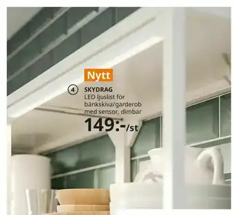 SKYDRAG LED ljuslist för bänkskiva/ garderob med sensor, dimbar