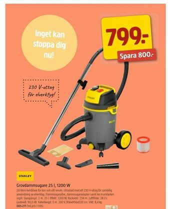 Jula Grovdammsugare 25 l, 1200 W erbjuda