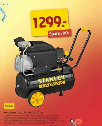 Jula Kompressor 24 l, 1800 W, 240 l/min erbjuda