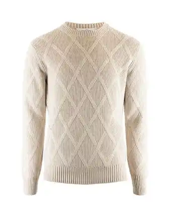 Crew neck tonal knitted check beige