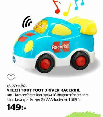 Lekia Vtech toot toot driver racerbil erbjuda