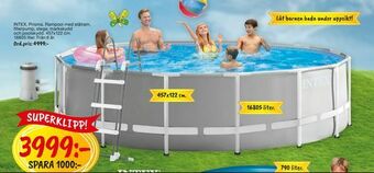 Leklust INTEX Prisma Rampool med stålram, filterpump, stege, markskydd. och poolskydd erbjuda