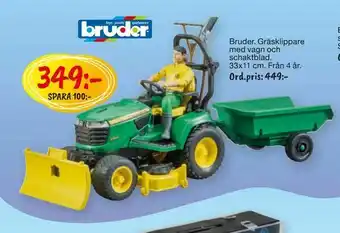 Bruder Gräsklippare med vagn och schaktblad
