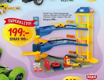 Leklust Dickie Toys Parkeringsgarage med tre våningar och manuell hiss erbjuda