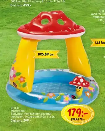 Leklust INTEX Mushroom Babypool med tak som skyddar mot solen erbjuda