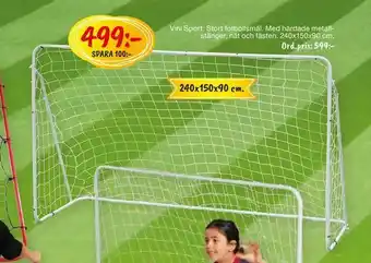 Vini sport stort fotbollsmål med härdade metall stänger, nät och fästen