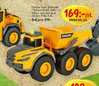 Leklust Dickie Toys. Dumper i Volvomodell med frihjul, ljus och ljud erbjuda
