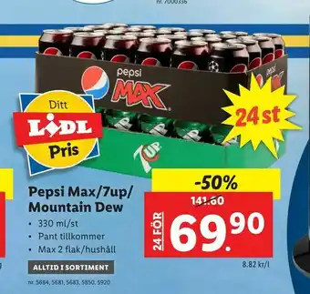 Lidl Pepsi Max/7up/ Mountain Dew erbjuda