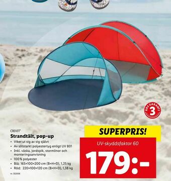 Lidl Strandtält, pop-up erbjuda