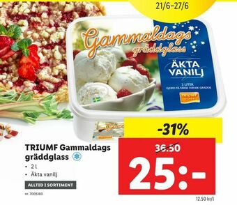 Lidl TRIUMF Gammaldags gräddglass erbjuda
