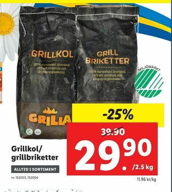 Lidl Grillkol/ grillbriketter erbjuda