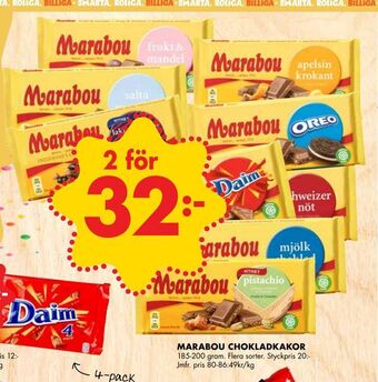 ÖoB Marabou chokladkakor erbjuda