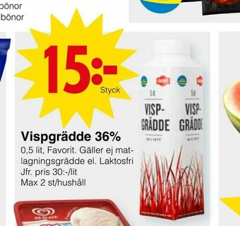 Matöppet Vispgrädde 36% erbjuda