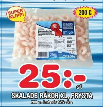 Nya Pulsen Skalade räkor xl, frysta erbjuda