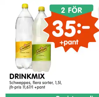 Drinkmix Schweppes, flera sorter, 1,5l