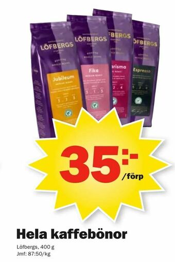 Pekås Hela kaffebönor erbjuda