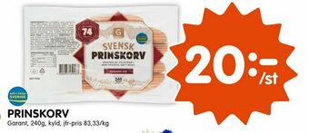 Tempo Prinskorv erbjuda