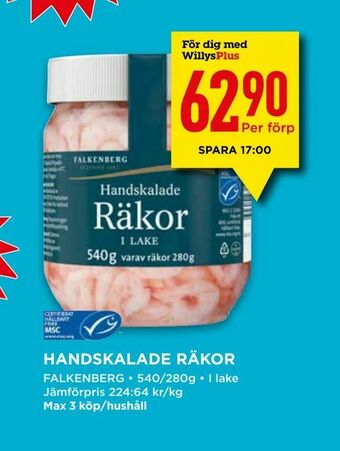 Willys Handskalade räkor erbjuda