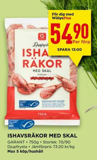 Willys Ishavsräkor med skal erbjuda