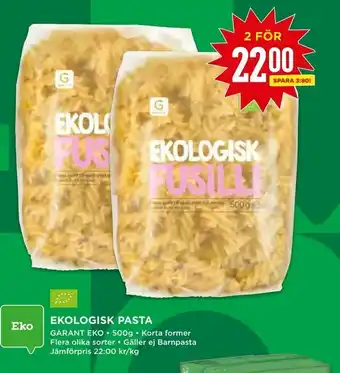 Willys Ekologisk pasta erbjuda