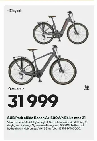 SUB Park eRide Bosch A+ 500Wh Ebike mns 21