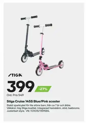 XXL Stiga Cruise 145S Blue/Pink scooter erbjuda