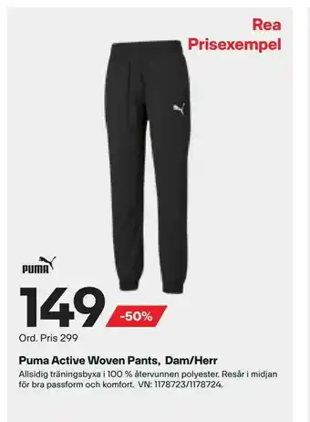 XXL Puma Active Woven Pants, Dam/Herr erbjuda